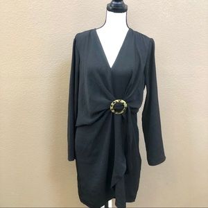 Topshop Black Dress Faux Wrap D Ring Belt Sz US12